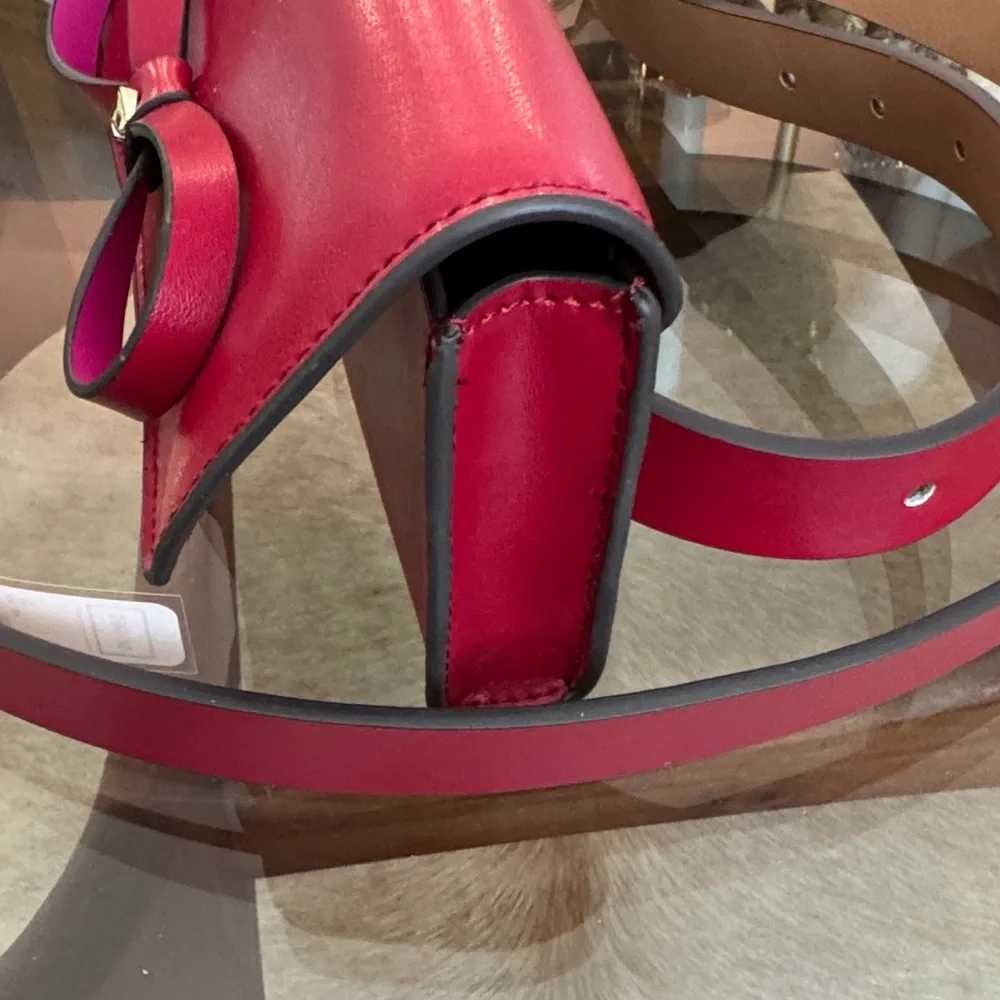 Kate Spade Cherry Red Clutch belt with Bow Accent
